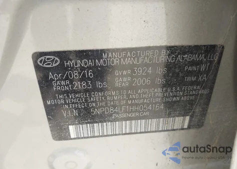 2017 Hyundai Elantra Se z USA, uszkodzony, nr VIN 5NPD84LF1HH054164